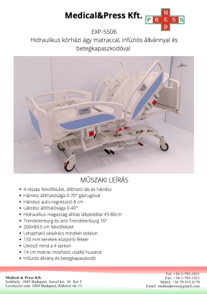 EXP-5506 Hidraulikus kórházi ágy